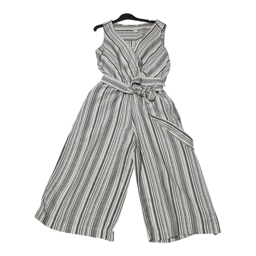 GAP Striped Wrap Jumpsuit - Charcoal and White - Picture 3 of 8